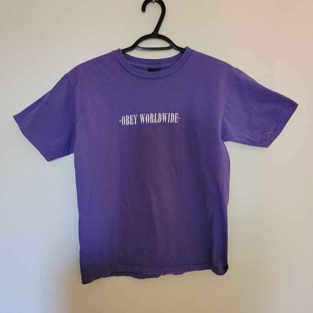 Obey purple boxy T-shirt crop top